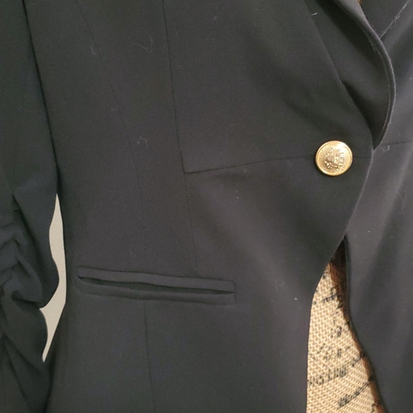 STUDIO JPR Black ruched sleeves single button jacket vlazer coat casual SML - Picture 3 of 7